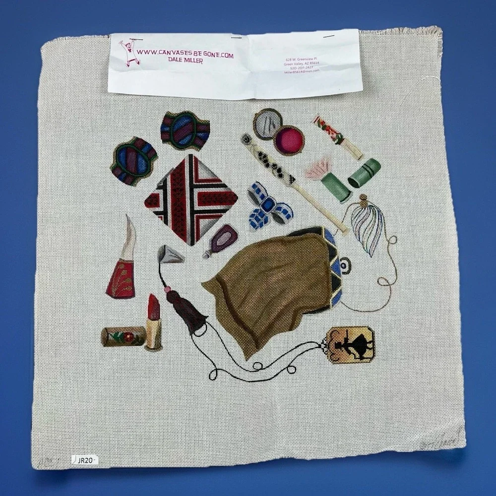 Dale Miller Handpainted HP Needlepoint Canvas - Content Of A Women's Purse